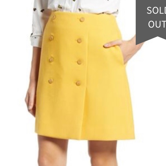 1901 Dresses & Skirts - 1901 Yellow Rod Double Button Front Mini Skirt NWT